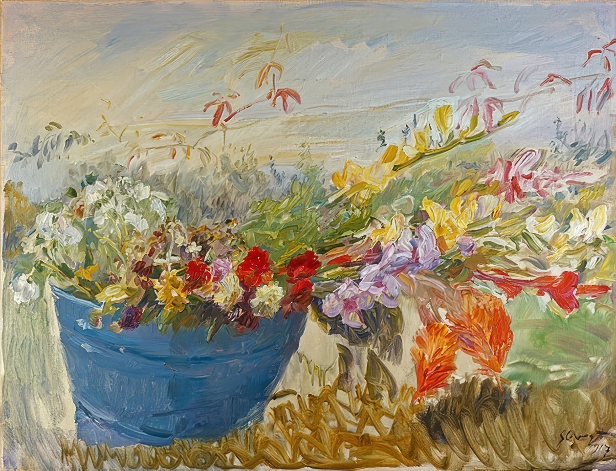 Květinové zátiší venku. 1917 od Max Slevogt