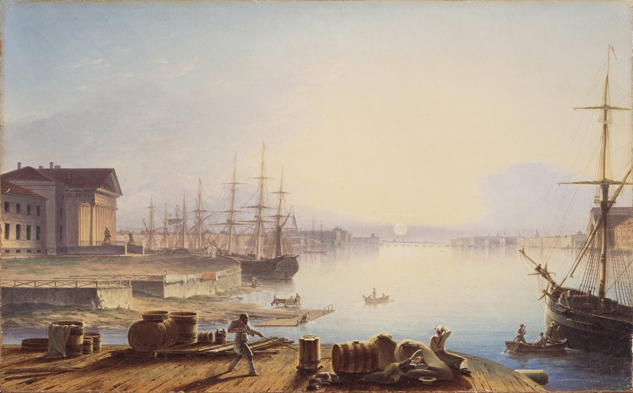 Východ slunce nad Něvou v Petrohradu, 1830 od Maxim Nikiphorovich Vorobyev
