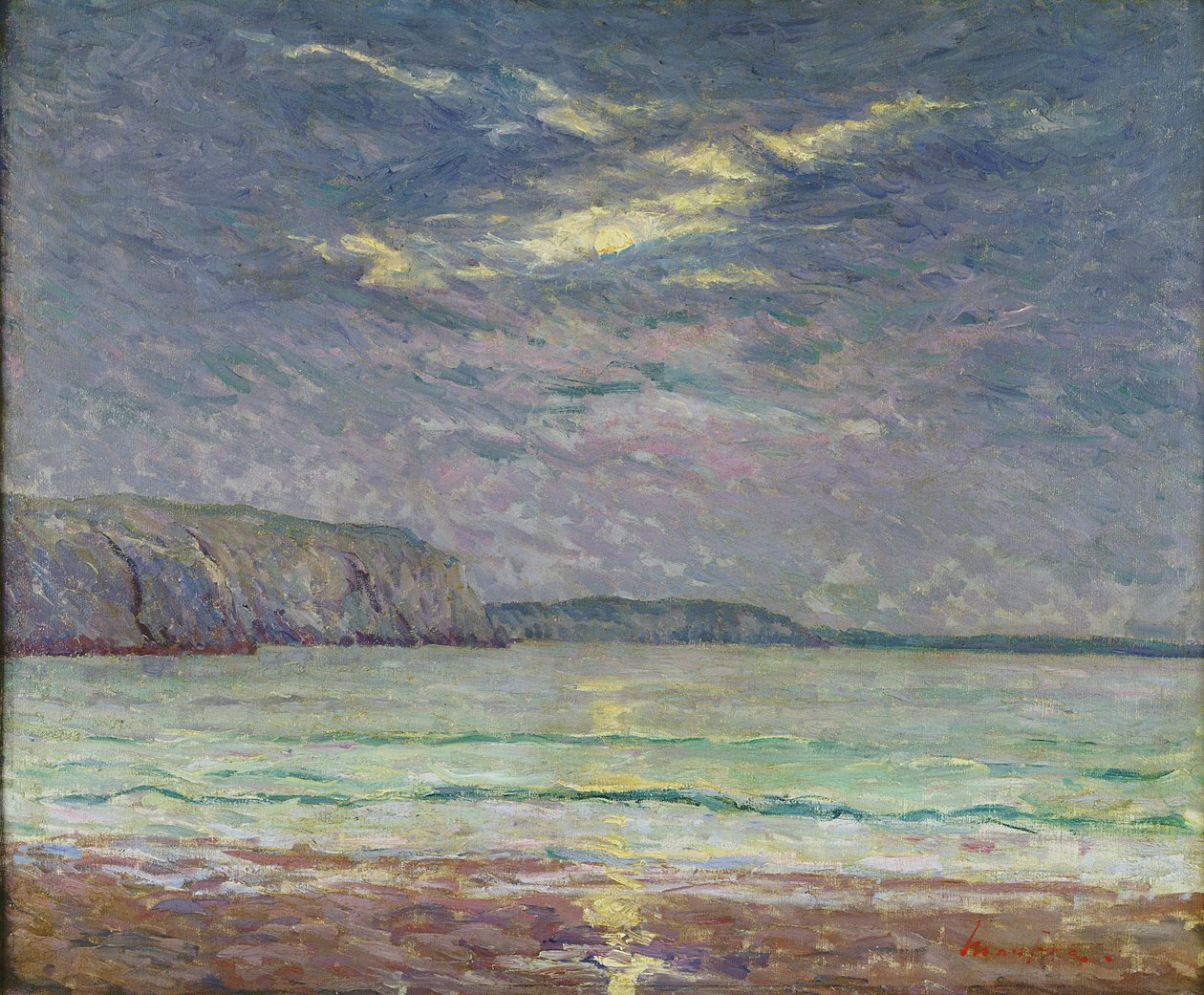 Útesy se zapadajícím sluncem od Maxime Emile Louis Maufra
