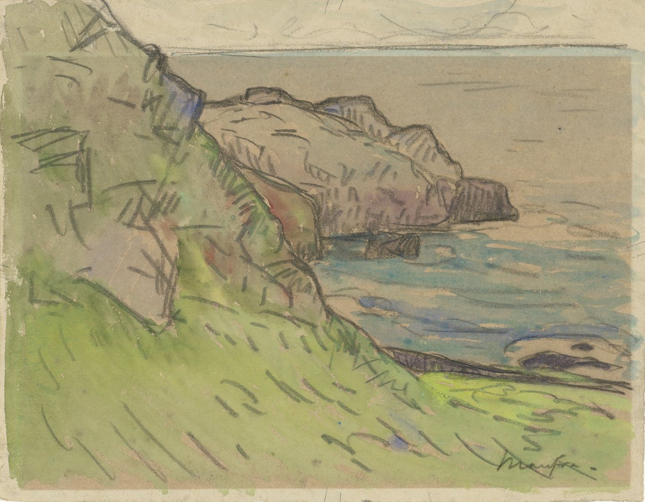 Skalnaté pobřeží v Bretani Bretonse kustlandschap od Maxime Camille Louis Maufra