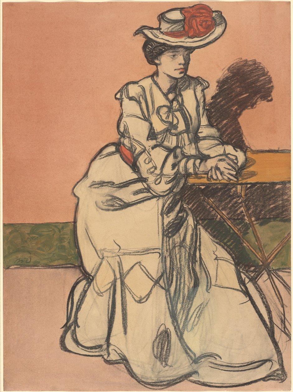 Elegantní Parisiènne sedící v kavárně od Maxime Dethomas