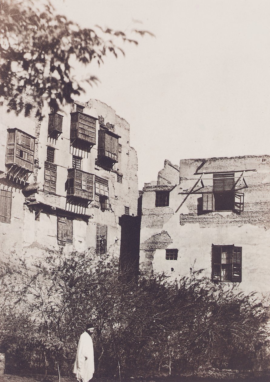 Káhira, dům a zahrada ve Francouzské čtvrti, s Gustavem Flaubertem, 1850 od Maxime Du Camp