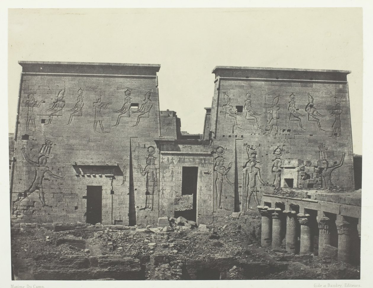 Drômos et Philônes, Velký chrám Isis v Pilônes, Núbie, 184951, vytištěno 1852. od Maxime Du Camp