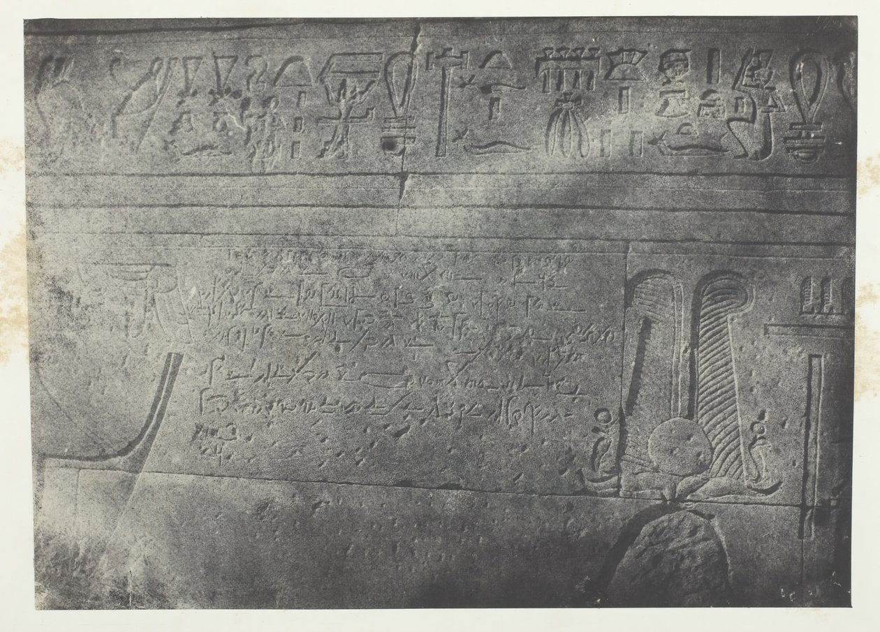 Velký chrám Isis ve Philoe, Démotický nápis, Núbie, 184951, tištěno 1852. od Maxime Du Camp