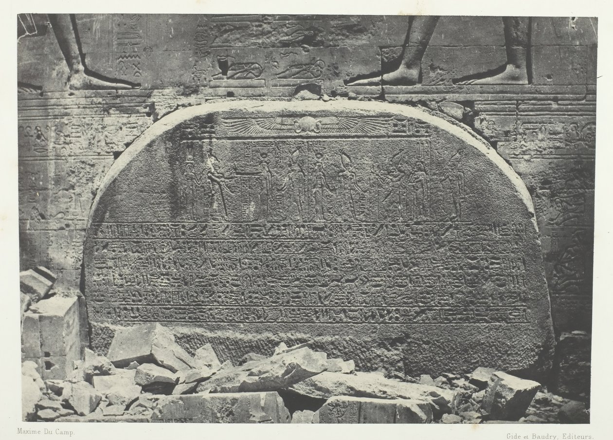Velký chrám Isis ve Philoe, Proscynema Act of Adoration, Nubia, 184951, vytištěno 1852. od Maxime Du Camp