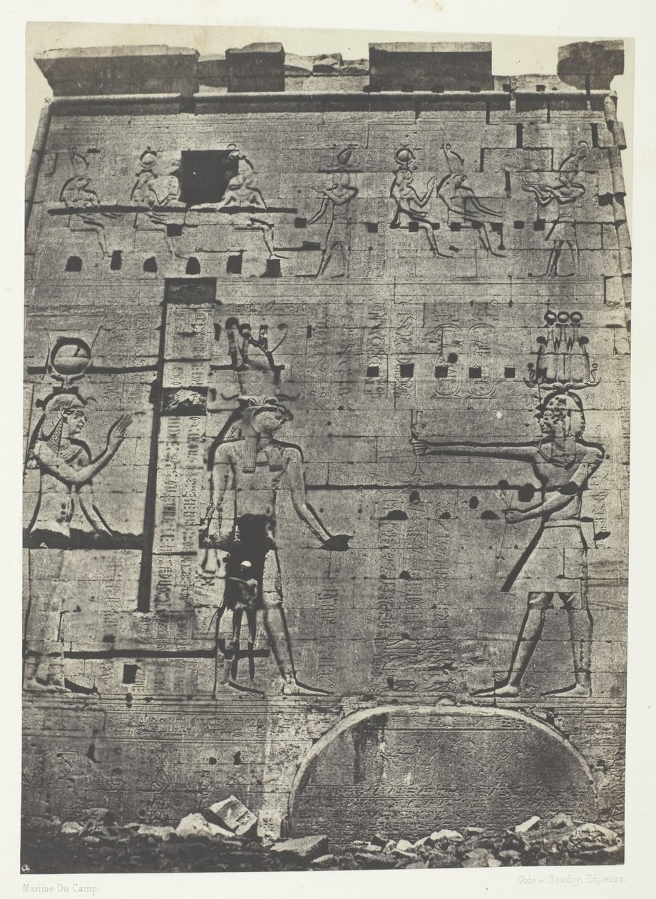 Velký Isidin chrám ve Filó, druhý pylon; Núbie, deska 74 z alba "Egypte, Nubie, Palestine et Syrie" (1852) od Maxime Du Camp