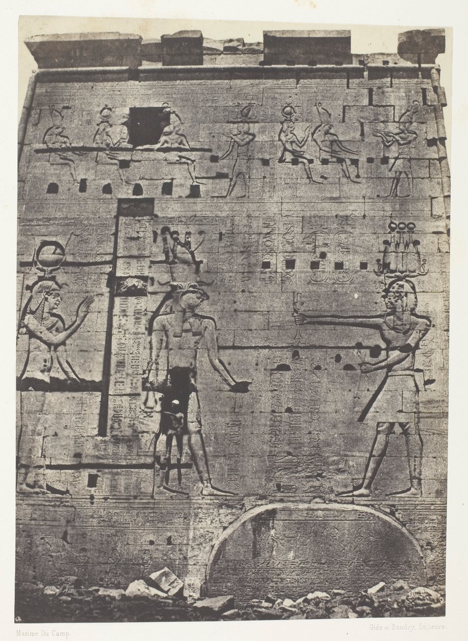 Velký Isidin chrám ve Filó, druhý pylon; Núbie, deska 74 z alba "Egypte, Nubie, Palestine et Syrie" (1852) od Maxime Du Camp