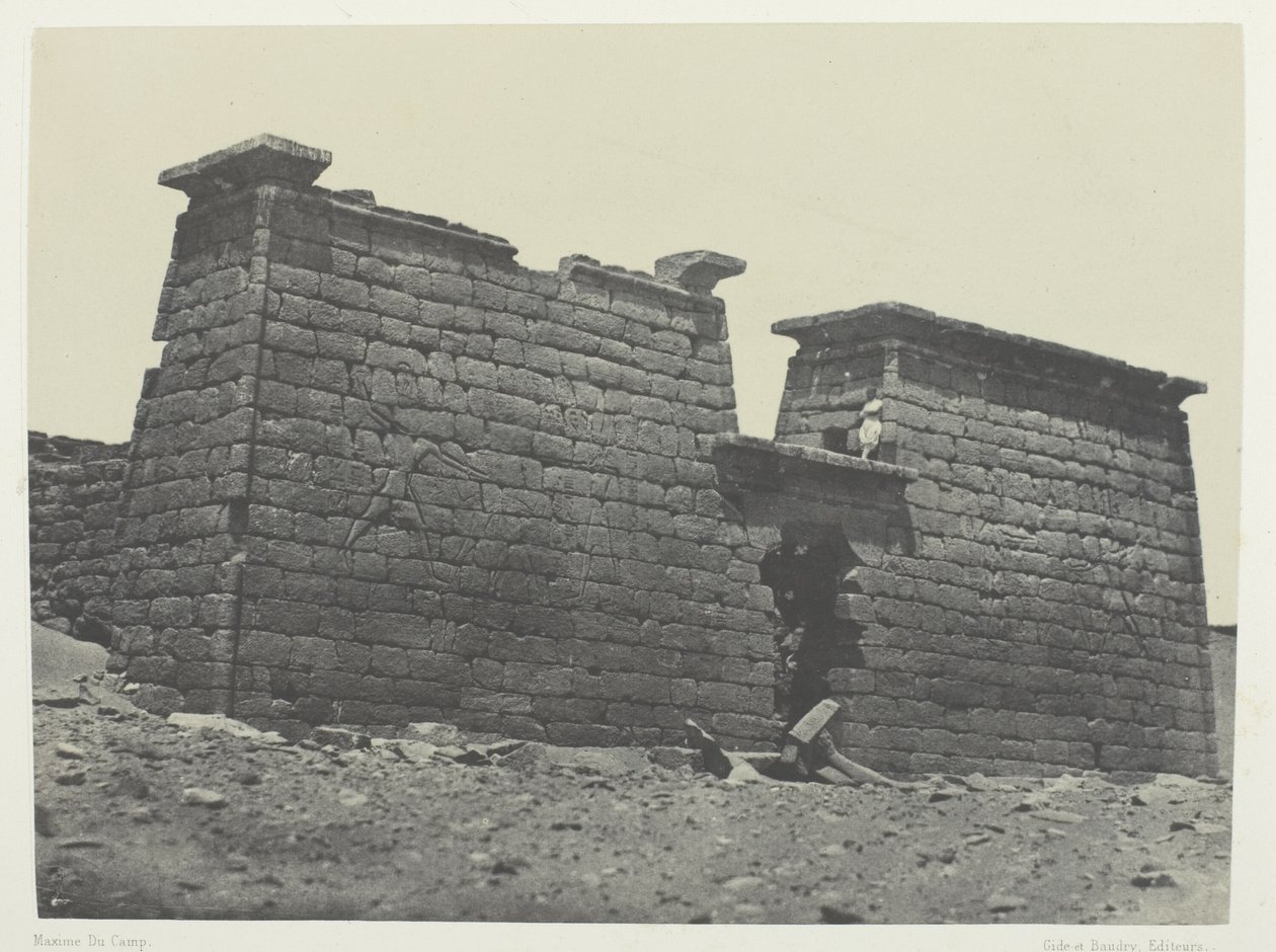 Hémi-Spéos De Séboua, Pylons; Nubia, deska 98 z alba "Egypte, Nubie, Palestine et Syrie" (1852) od Maxime Du Camp