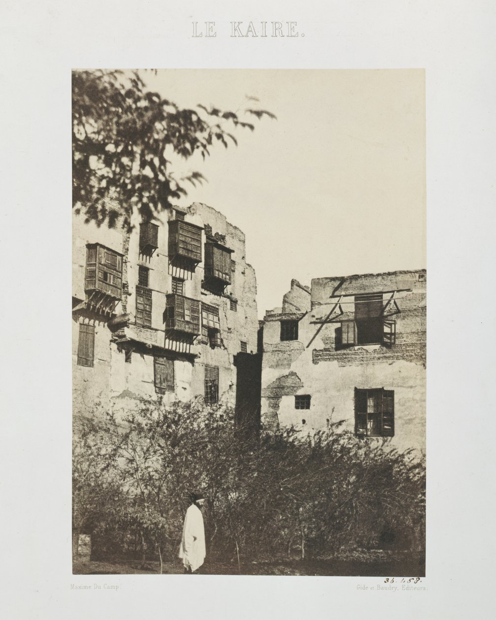 Dům a zahrada ve Francouzské čtvrti, Egypt, 1850 (tisk na slaný papír z negativu na voskovaný papír) od Maxime Du Camp