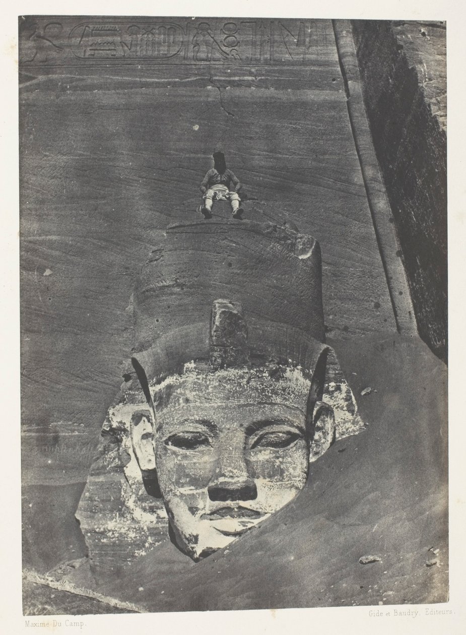 Ibsamboul, Colosse Occidental Du Spéos De Phrè; Nubia, deska 107 z alba "Egypte, Nubie, Palestine et Syrie" (1852) od Maxime Du Camp