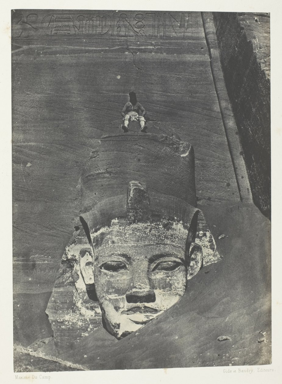 Ibsamboul, Colosse Occidental Du Spéos De Phrè; Nubia, deska 107 z alba "Egypte, Nubie, Palestine et Syrie" (1852) od Maxime Du Camp