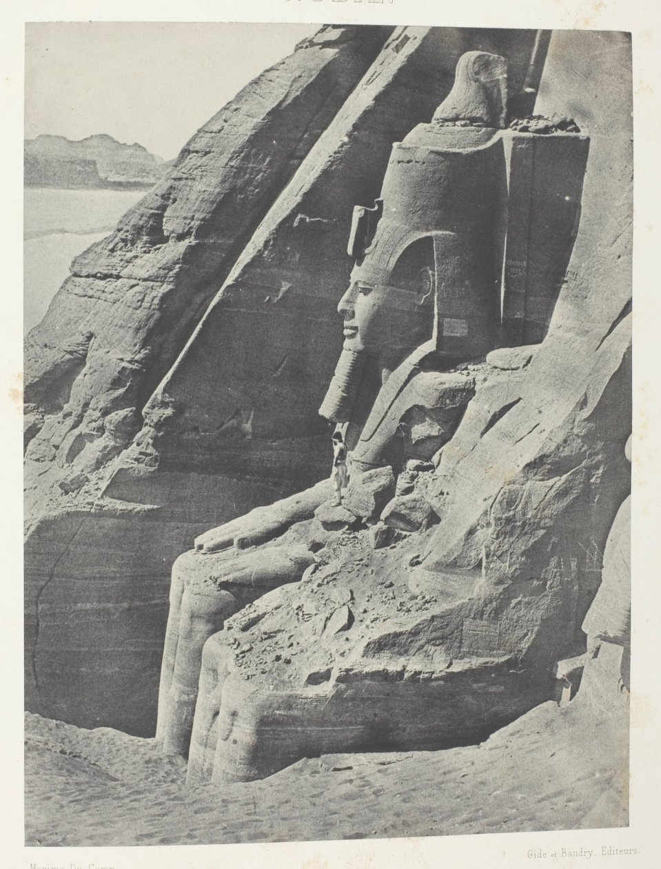 Ibsamboul, Colosse Oriental Du Spéos De Phrè, Vu De Profil; Nubie, deska 104 z alba "Egypte, Nubie, Palestine et Syrie" (1852) od Maxime Du Camp