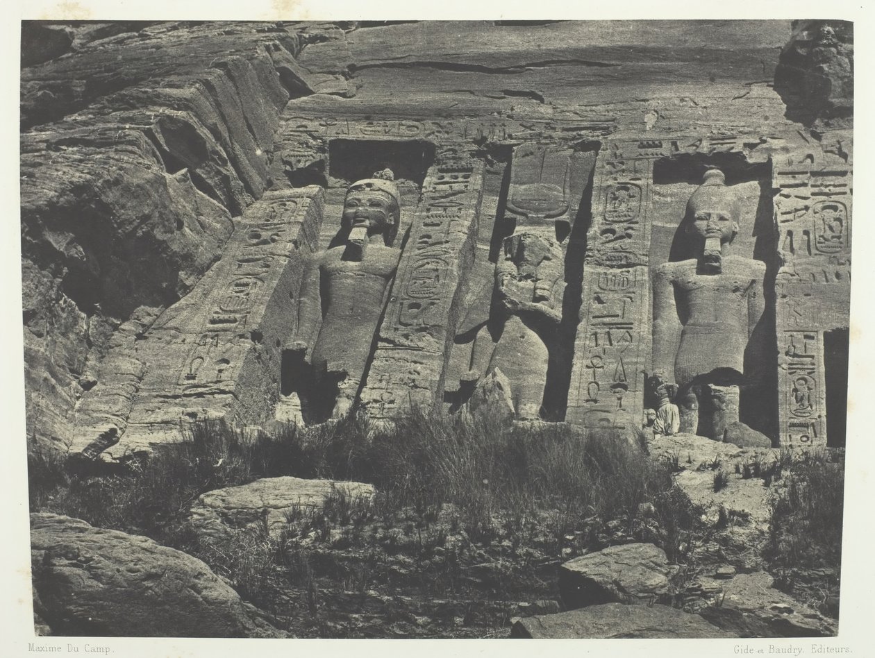 Ibsamboul, jižní část Speos z Hathor, Núbie, 184951, vytištěno 1852. od Maxime Du Camp