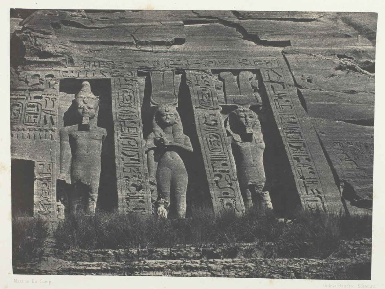 Ibsamboul, Northern Part of the Speos of Hathor, Nubia, 184951, tištěno 1852. od Maxime Du Camp