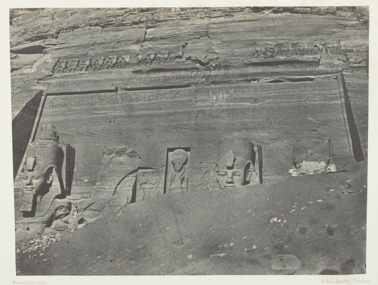 Ibsamboul, Vue Générale Du Grand Spéos De Phrè; Nubie, deska 102 z alba "Egypte, Nubie, Palestine et Syrie" (1852) od Maxime Du Camp