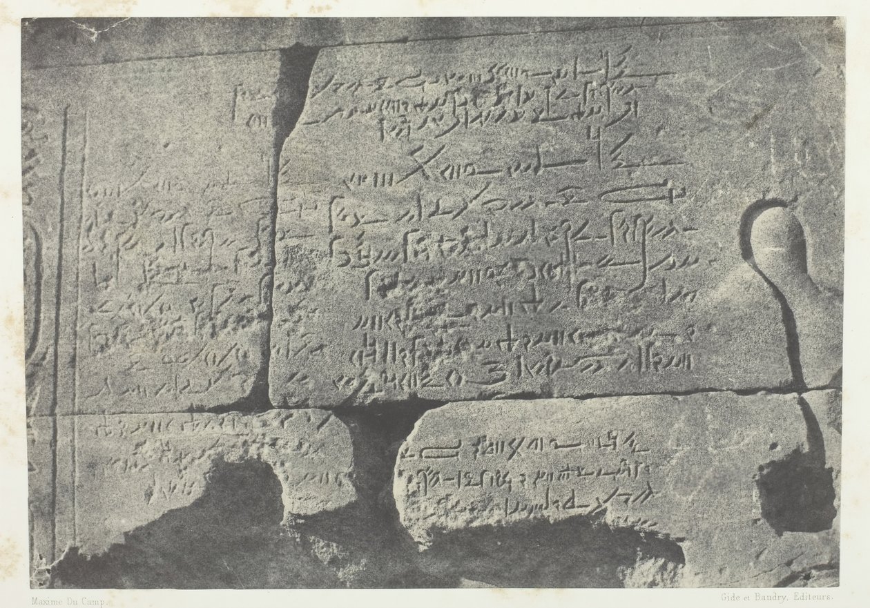 Démotický nápis, Velký chrám Isis ve Philoe, Nubia, 184951, vytištěno 1852. od Maxime Du Camp