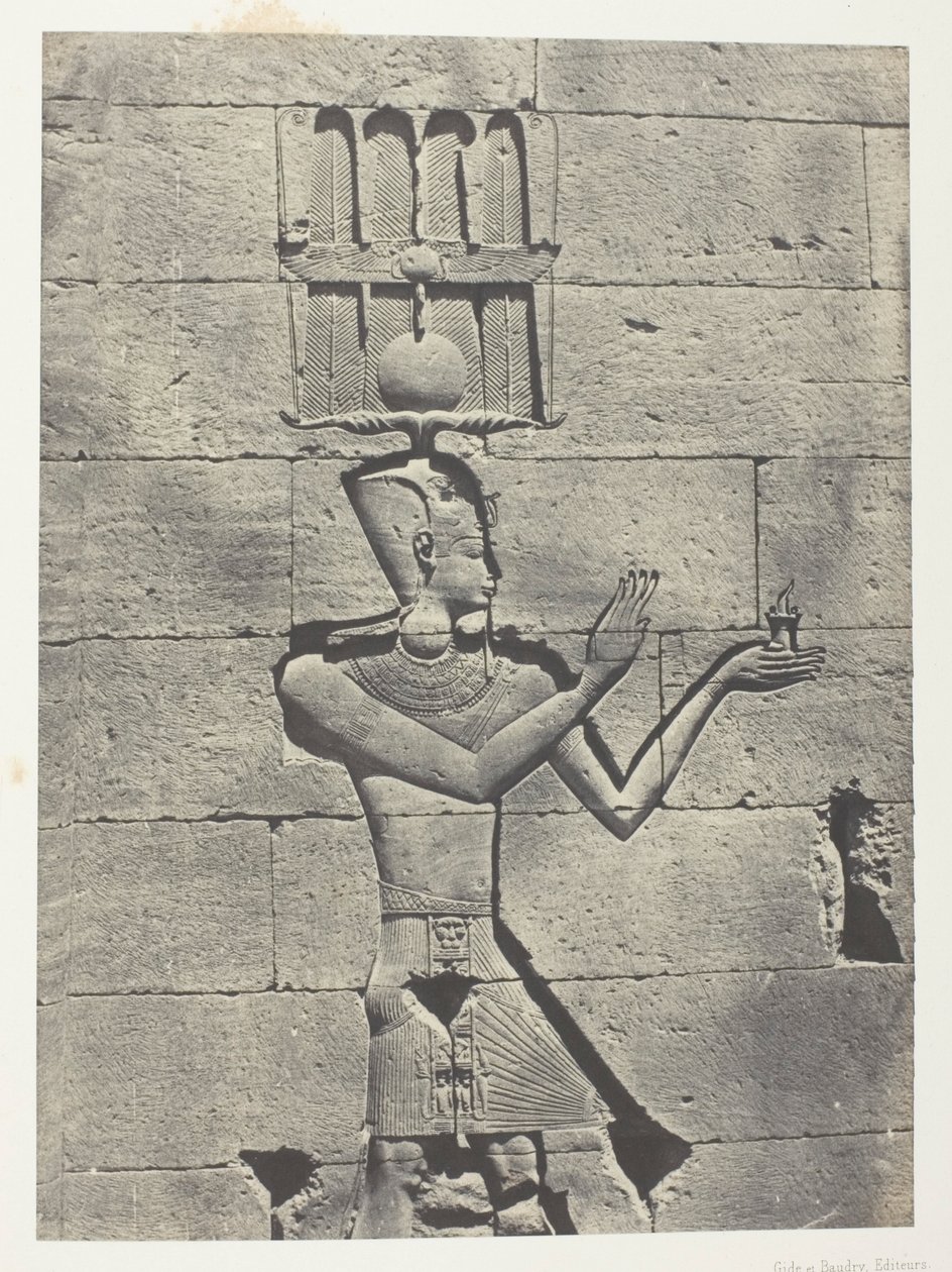 Kalabscheh, Sculptures De La Façade Postérieure Du Temple; Nubie, deska 91 z alba "Egypte, Nubie, Palestine et Syrie" (1852). od Maxime Du Camp