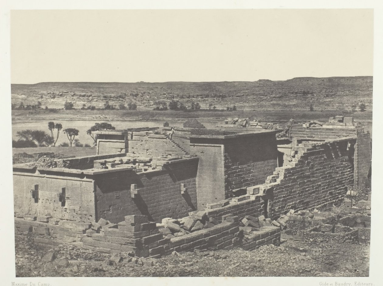 Kalabscheh, Celkový pohled na chrám Kalabscheh Talmis, Nubia, 184951, vytištěno 1852. od Maxime Du Camp