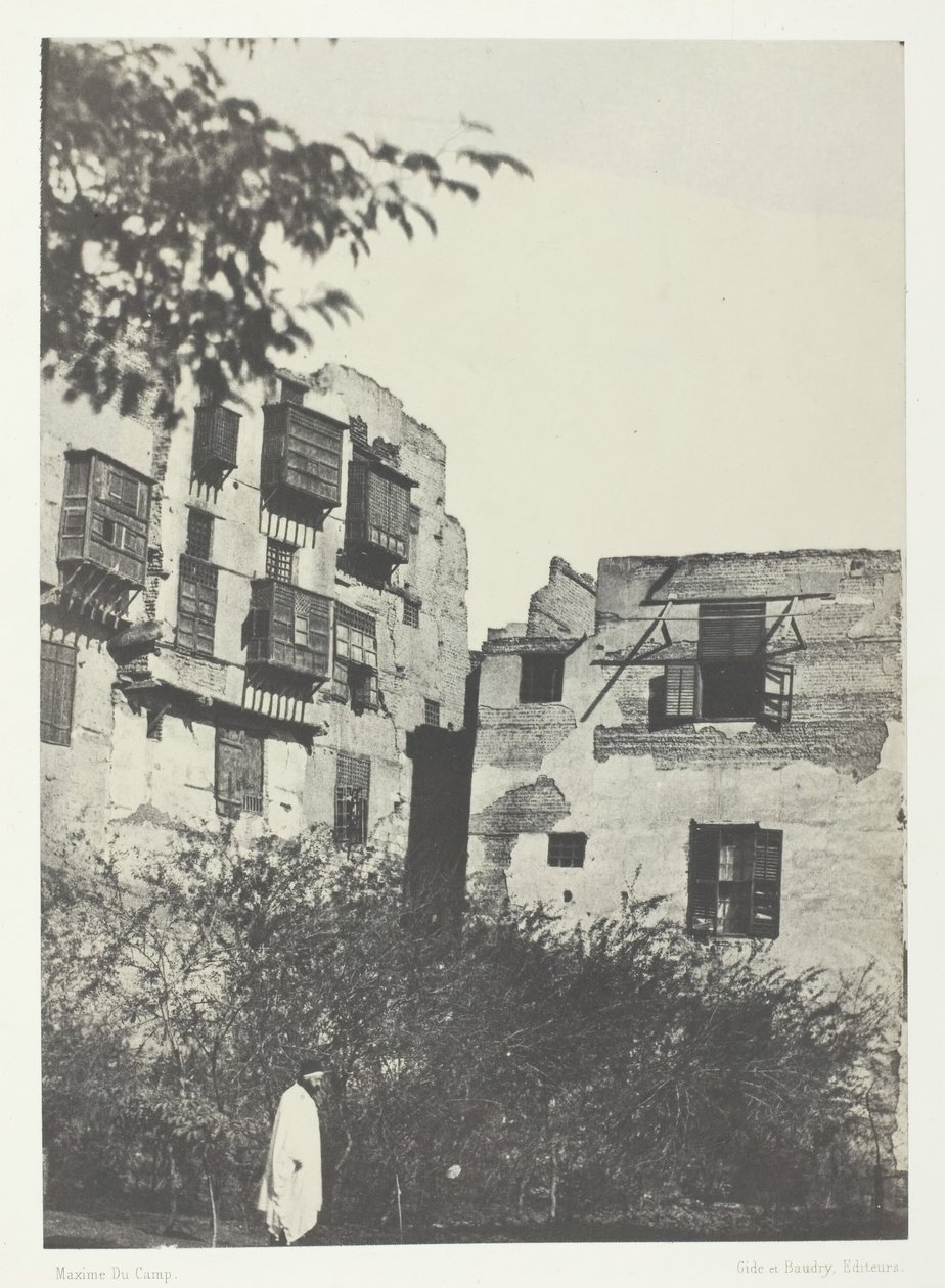 Dům a zahrada ve Frank Quarter, Le Kaire, 184951, vytištěno 1852. od Maxime Du Camp
