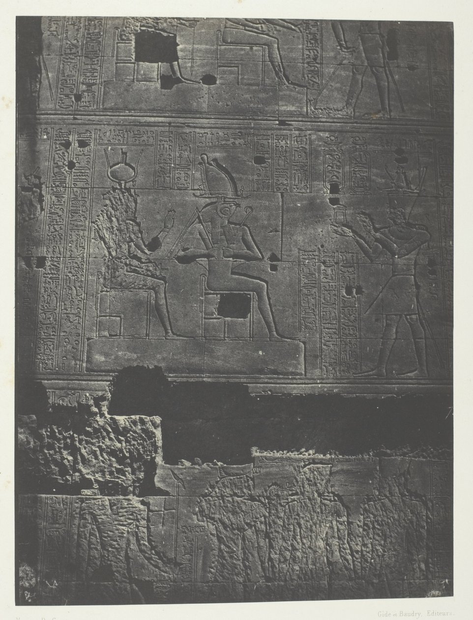 Západní zeď, Velký Isidin chrám ve Filó; Núbie, deska 78 z alba "Egypte, Nubie, Palestine et Syrie" (1852) od Maxime Du Camp
