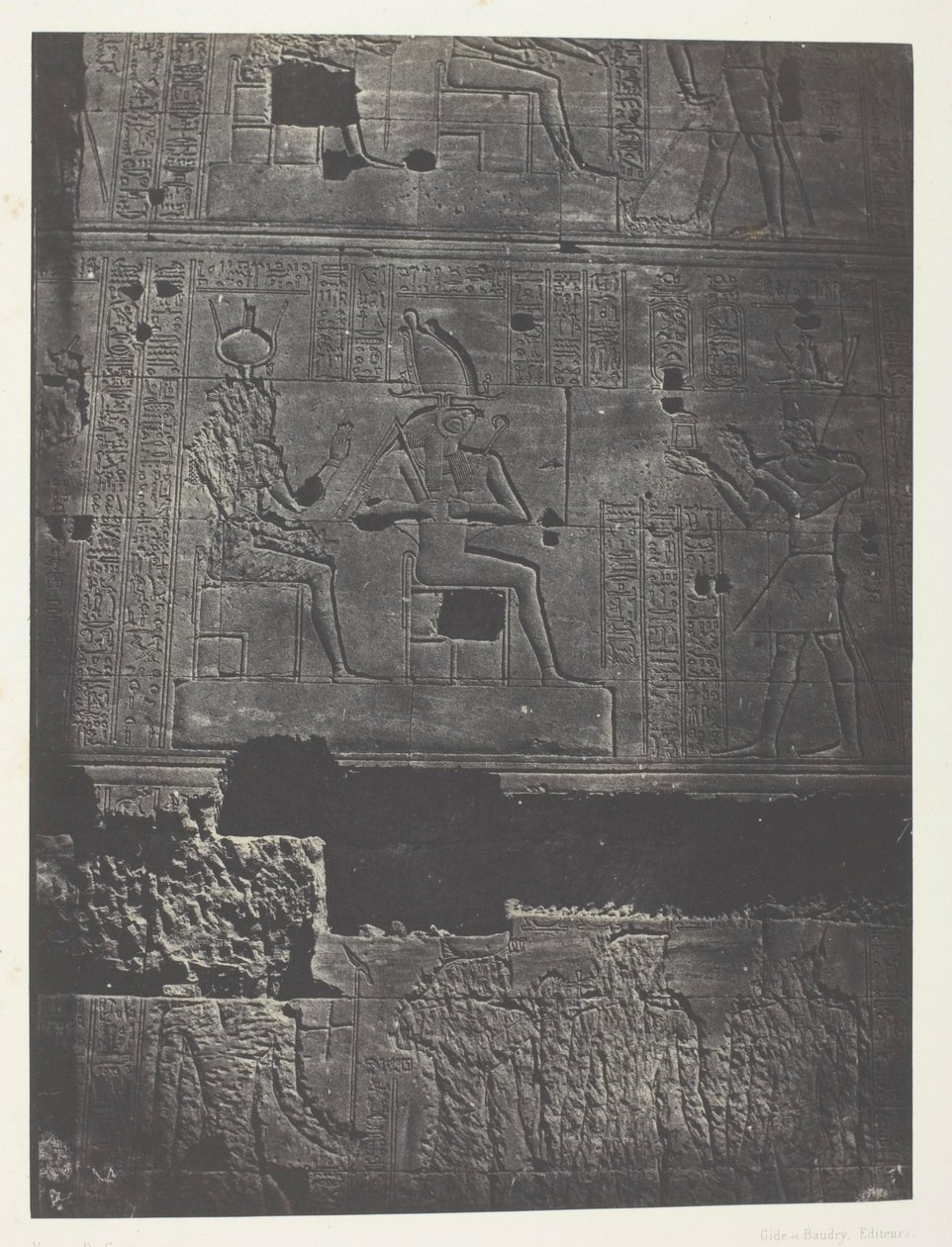 Západní zeď, Velký Isidin chrám ve Filó; Núbie, deska 78 z alba "Egypte, Nubie, Palestine et Syrie" (1852) od Maxime Du Camp