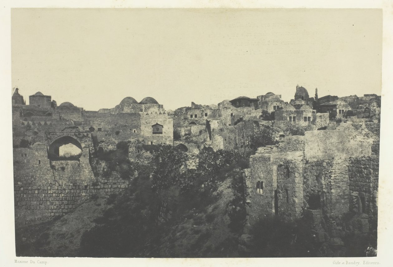 Západní čtvrť, Jeruzalém, Palestina, 184951, tištěno 1852. od Maxime Du Camp