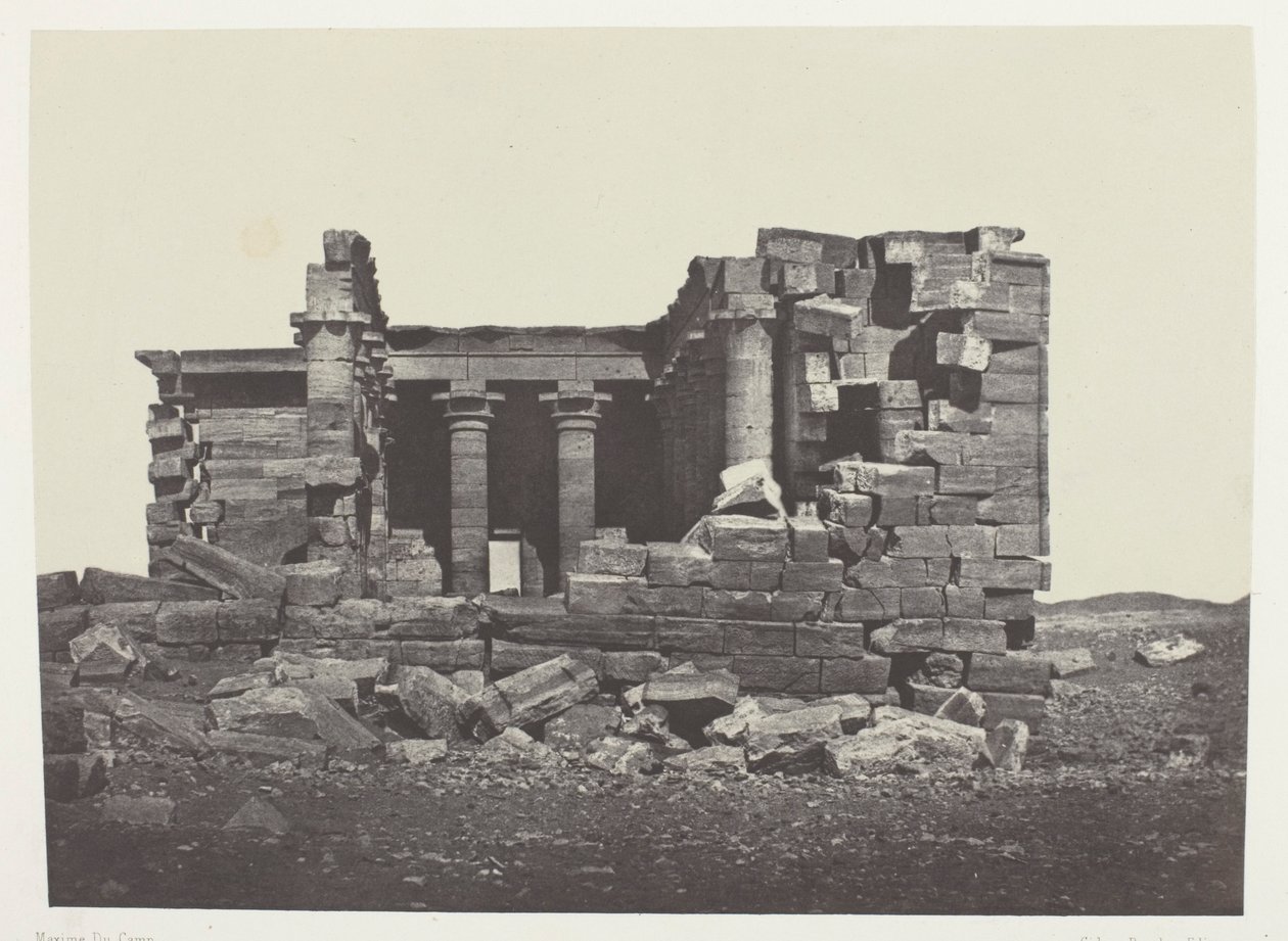 Temple De Maharakkah (Hièra Sycaminos Des Grecs); Núbie, deska 96 z alba "Egypte, Nubie, Palestine et Syrie" (1852) od Maxime Du Camp