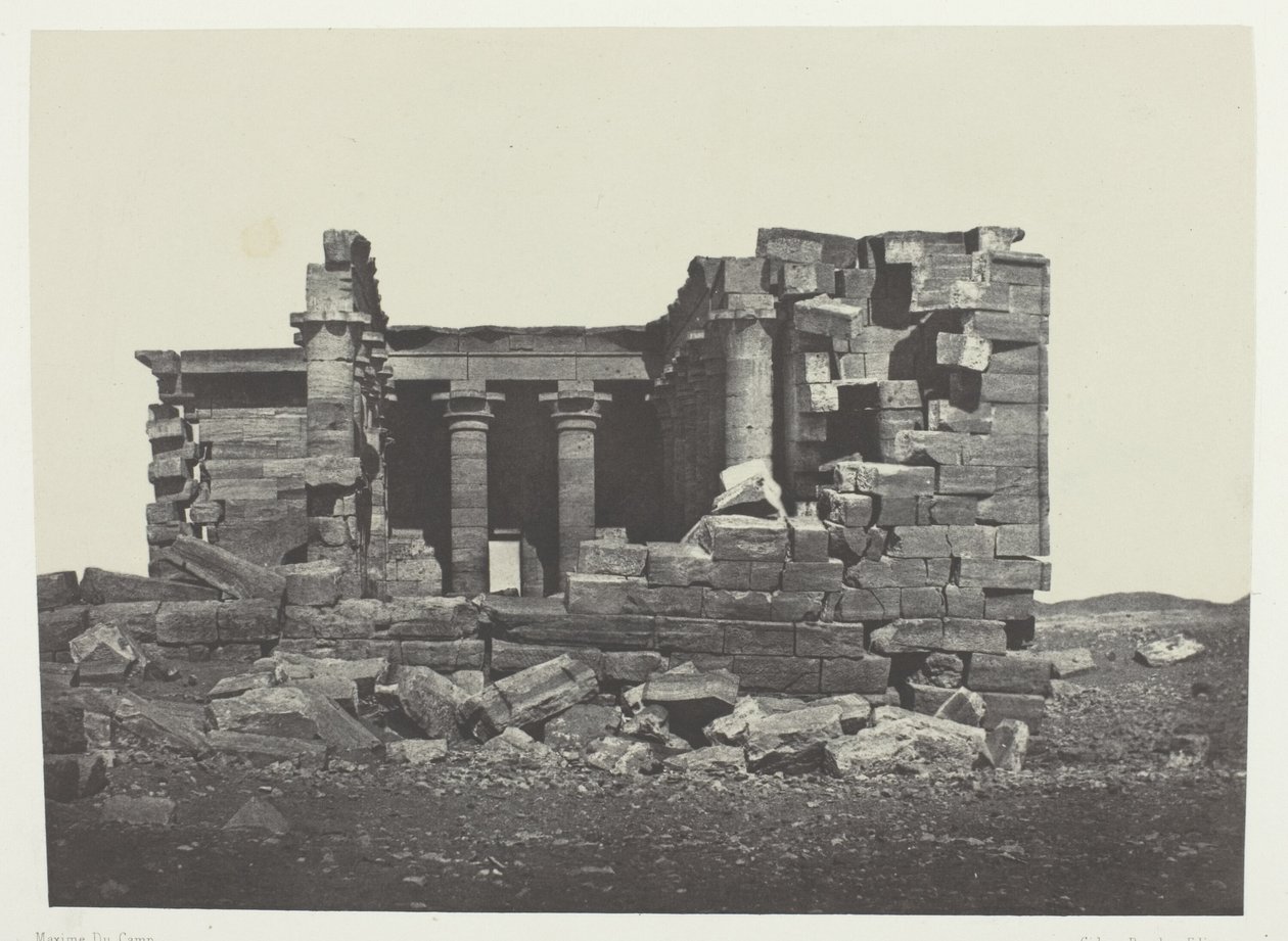 Temple De Maharakkah (Hièra Sycaminos Des Grecs); Núbie, deska 96 z alba "Egypte, Nubie, Palestine et Syrie" (1852) od Maxime Du Camp