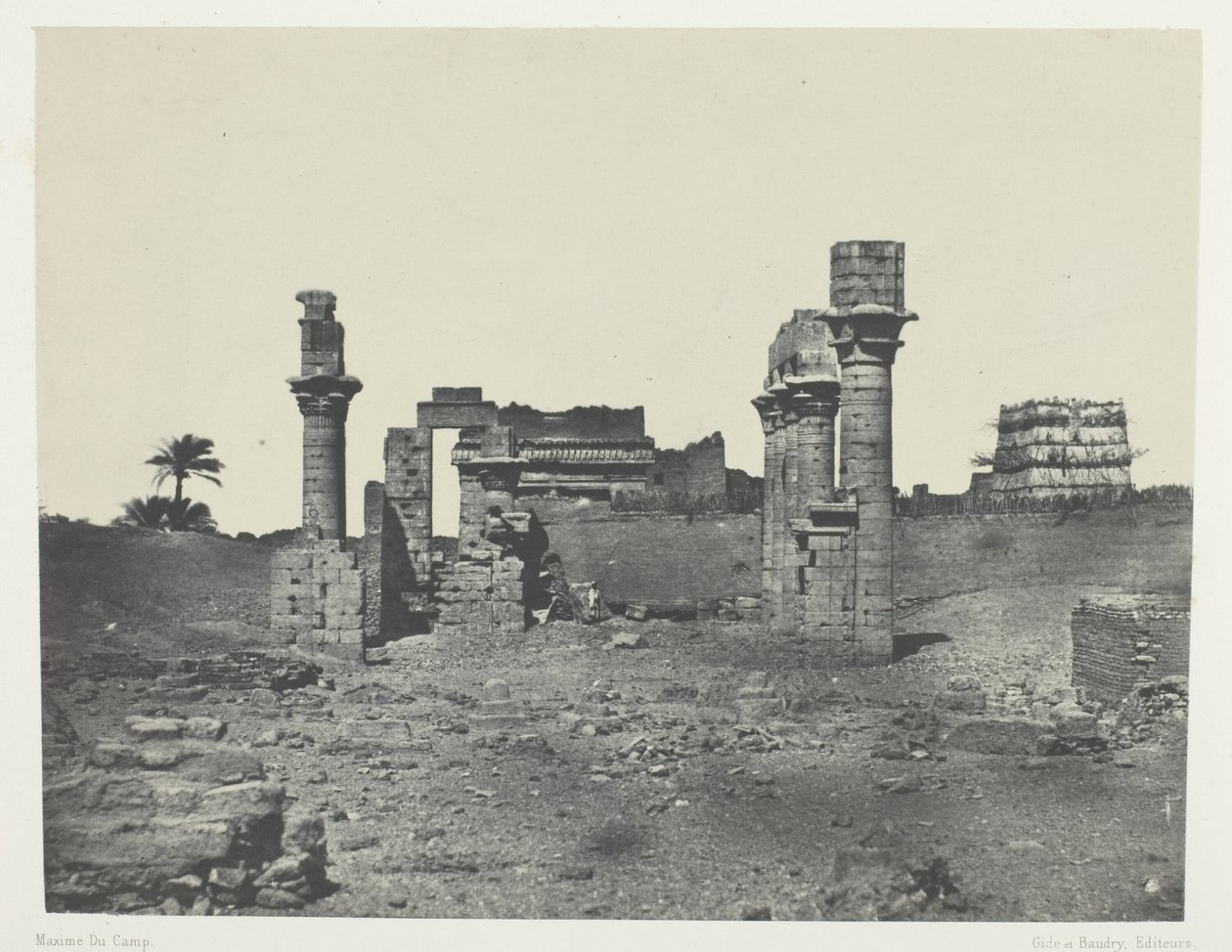 Chrám Hermontis, Horní Egypt, deska 63 z alba "Egypte, Nubie, Palestine et Syrie" (1852) od Maxime Du Camp