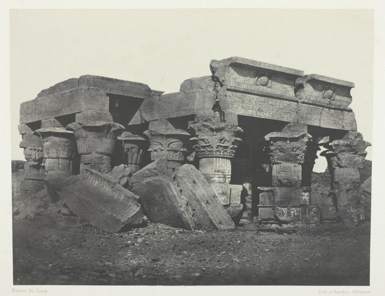 Chrám v Ombosu, Horní Egypt, deska 65 z alba "Egypte, Nubie, Palestine et Syrie" (1852) od Maxime Du Camp