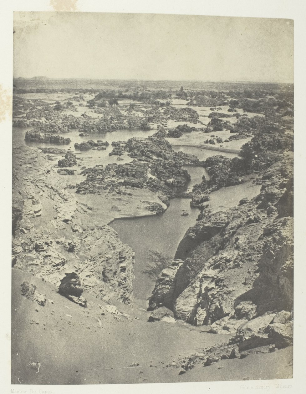 Vue Cavalière De La Seconde Cataracte; Nubie, deska 111 z alba "Egypte, Nubie, Palestine et Syrie" (1852) od Maxime Du Camp