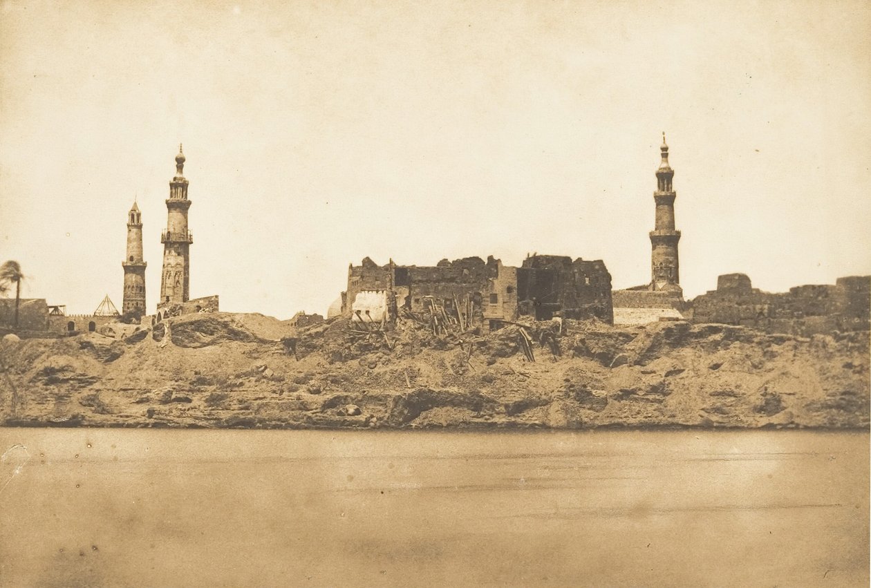 Pohled na Girgeh a pobřeží odstraněno - potopou Nilu, 1849-50. od Maxime Du Camp