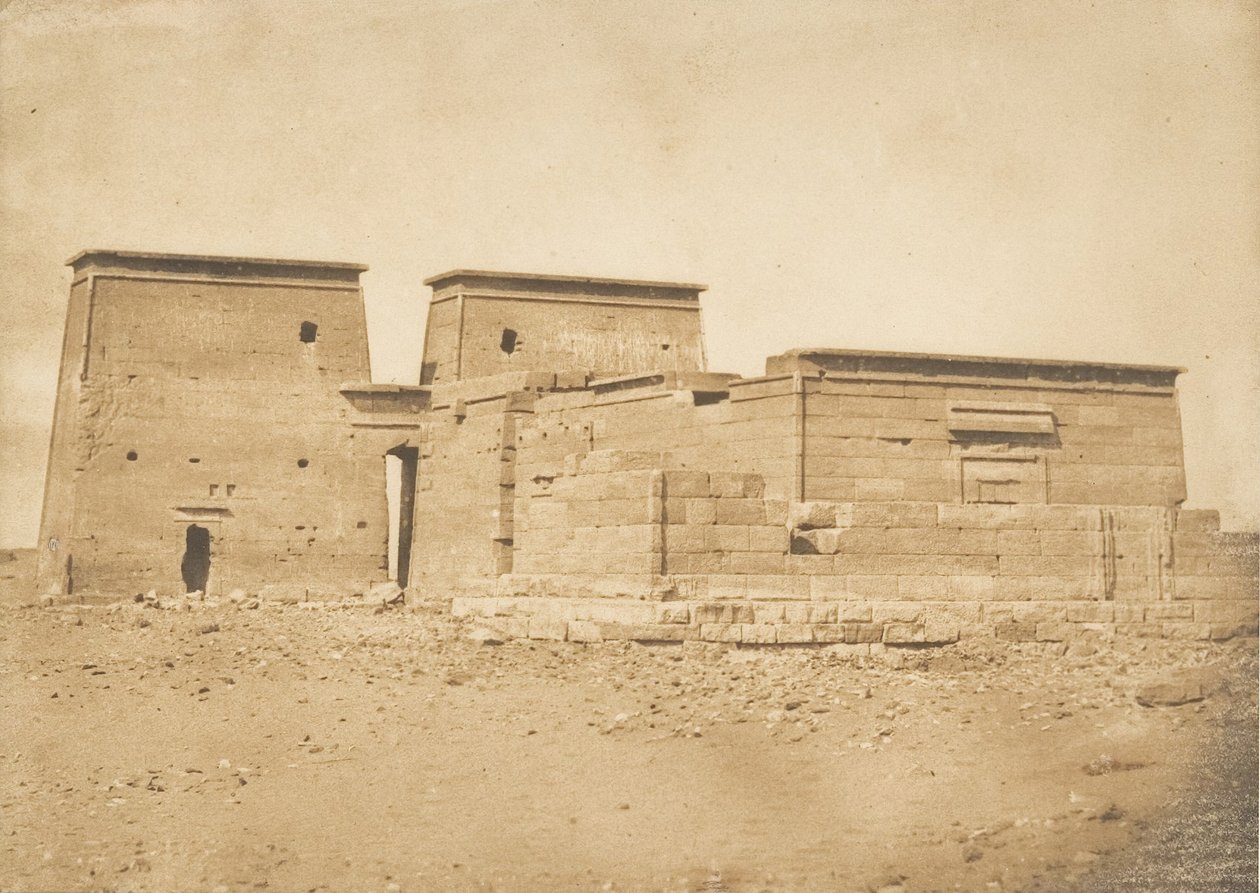 Celkový pohled na chrám Dakkeh Pselcis, pořízený ze severu, 5. dubna 1850. od Maxime Du Camp