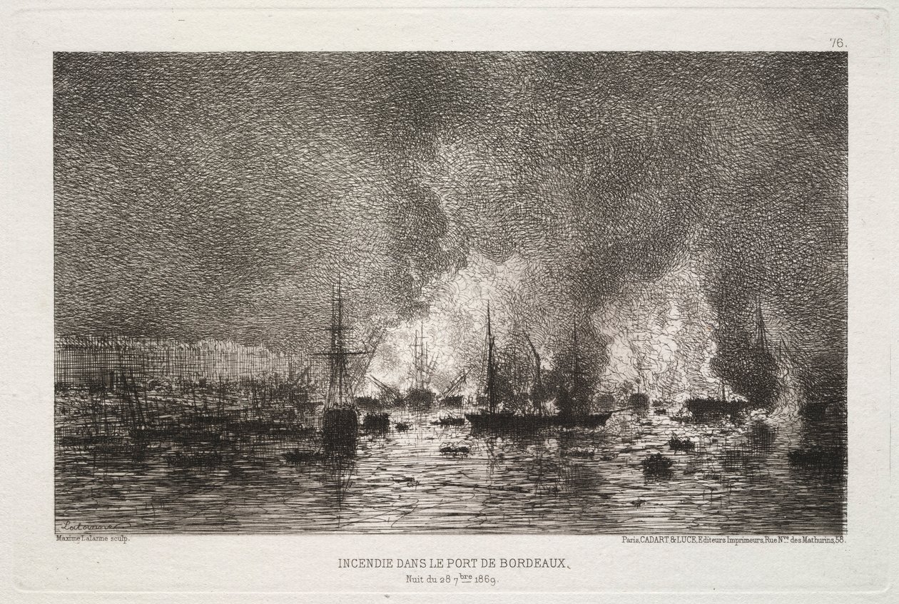 Požár v přístavu Bordeaux, 1869. od Maxime Lalanne