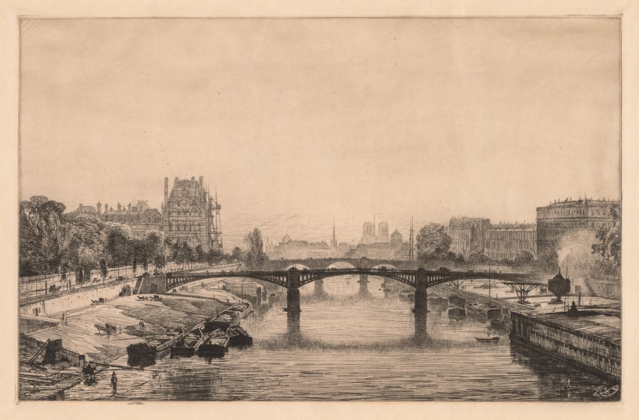 Paříž, pohled z mostu Concorde, 1866. od Maxime Lalanne