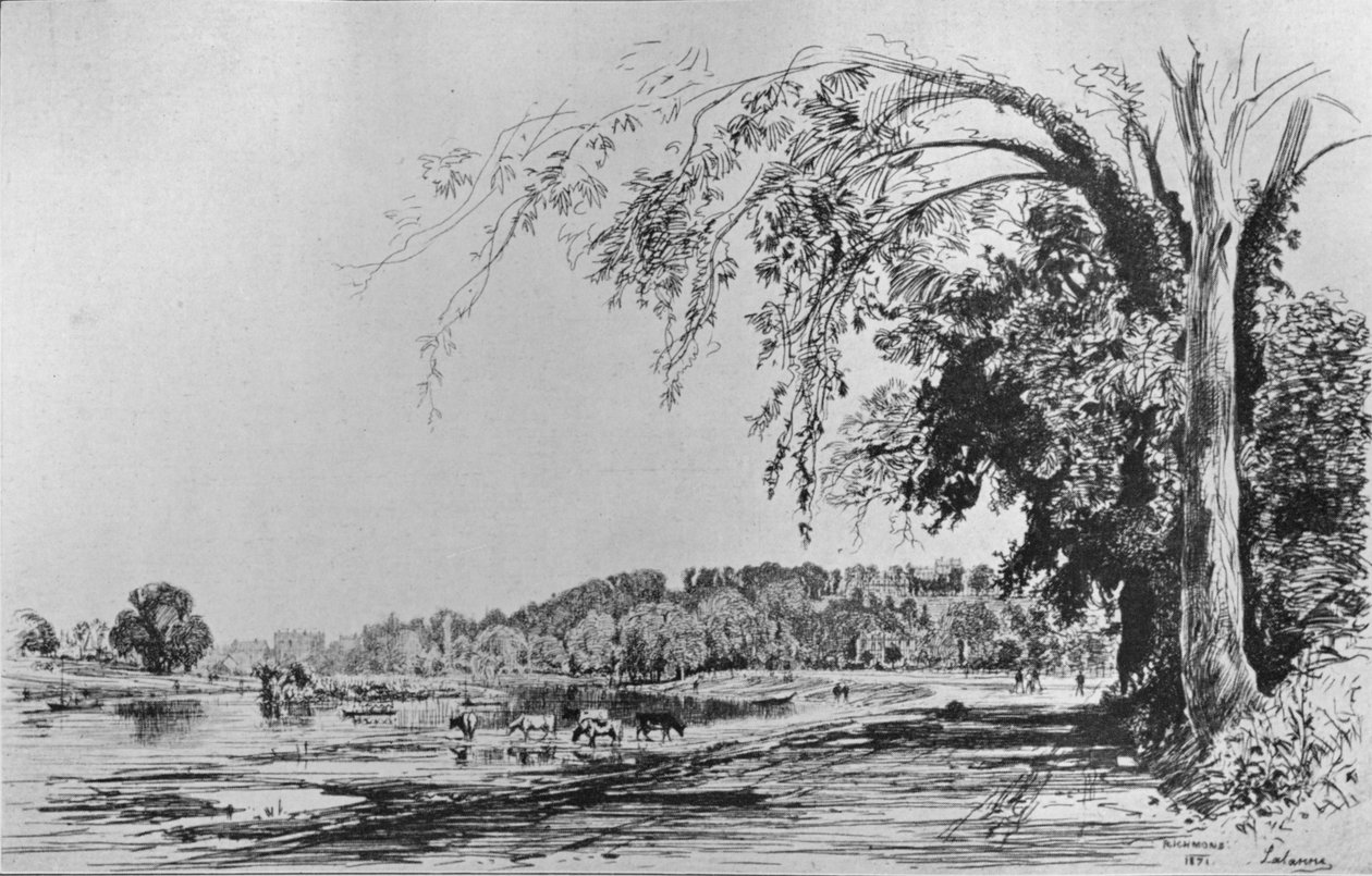 Pohled na Richmond z Temže, 1871 od Maxime Lalanne