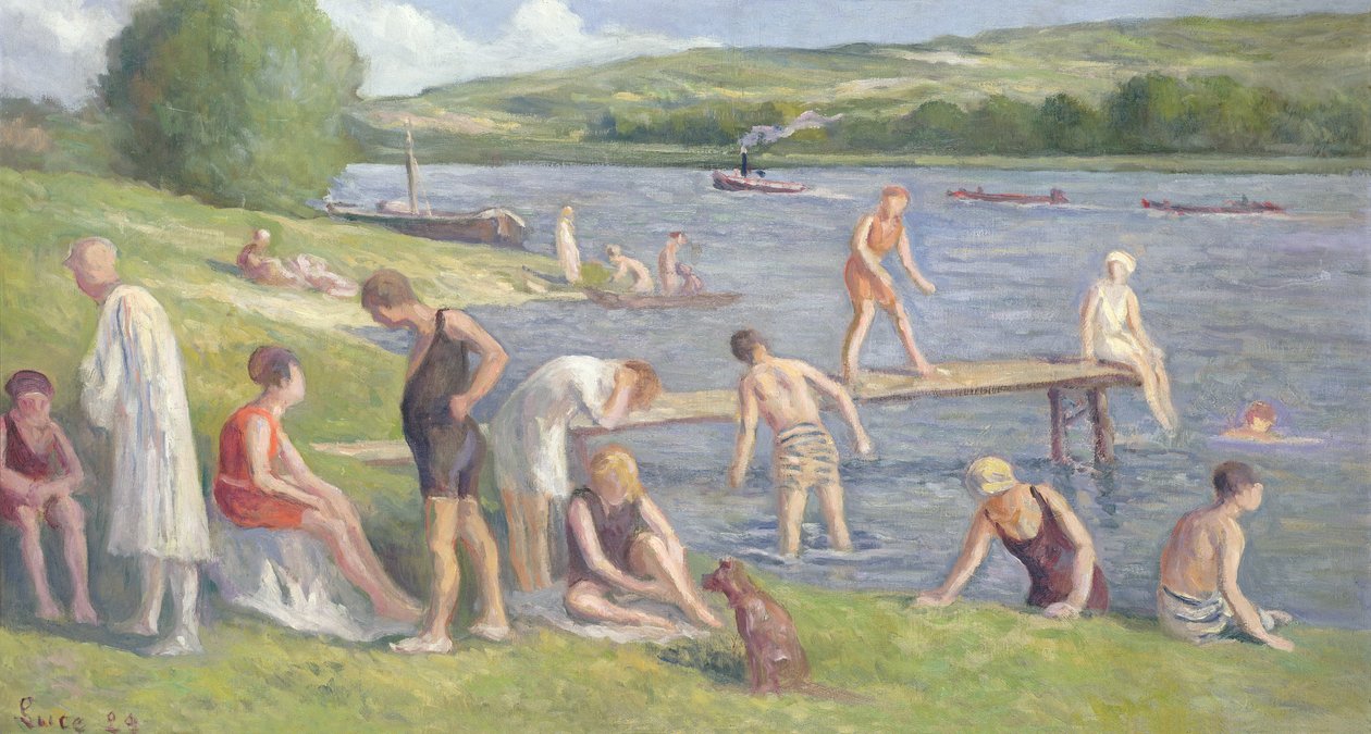 Koupající se na březích Seiny od Maximilien Luce