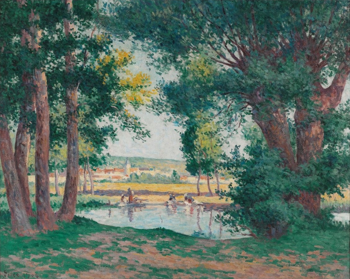 Bessy-Sur-Cure, Lavandieres na nábřeží od Maximilien Luce
