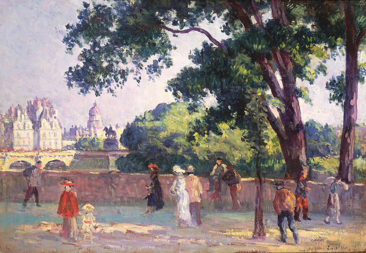 Quai de Institut a Place Dauphine při pohledu z Quai du Louvre, 1904 od Maximilien Luce