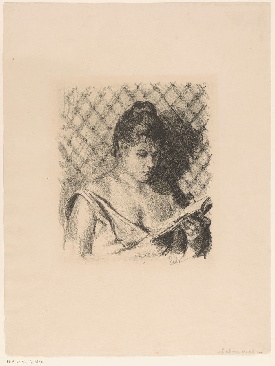 Žena čte s odhalenými rameny od Maximilien Luce (signed by artist)