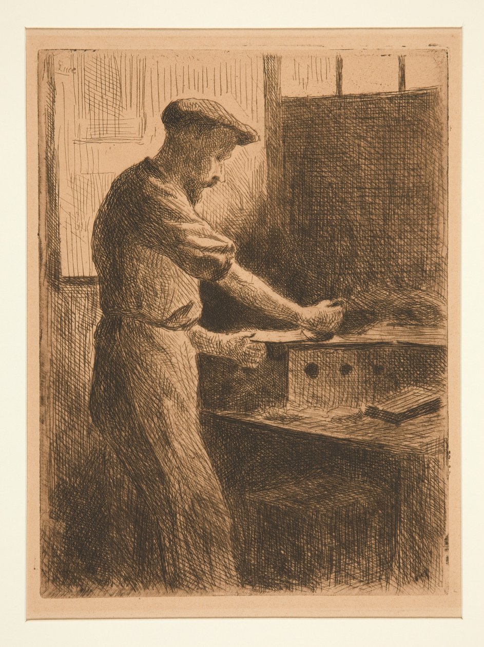Auguste Delâtre při práci od Maximilien Luce