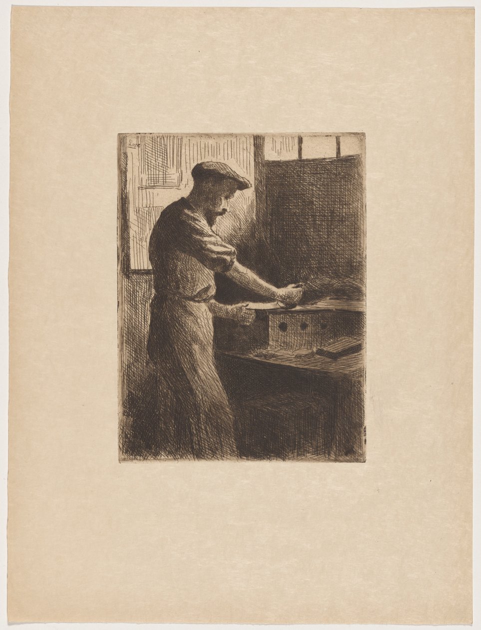 Auguste Delâtre při práci od Maximilien Luce