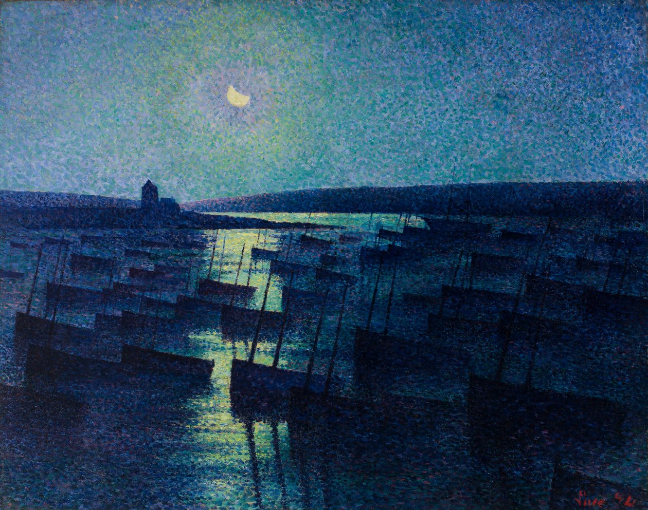 Camaret, Moonlight a rybářské lodě od Maximilien Luce