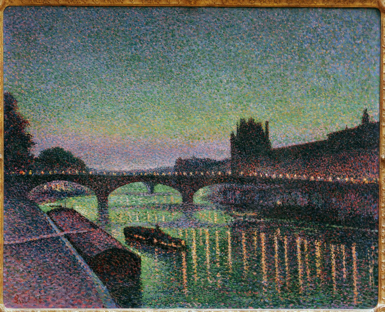 Louvre a Caroussel Bridge, noční efekt od Maximilien Luce