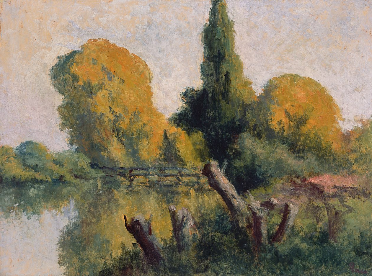 Rolleboise, Malé rameno Seiny na podzim, kolem roku 1925 od Maximilien Luce