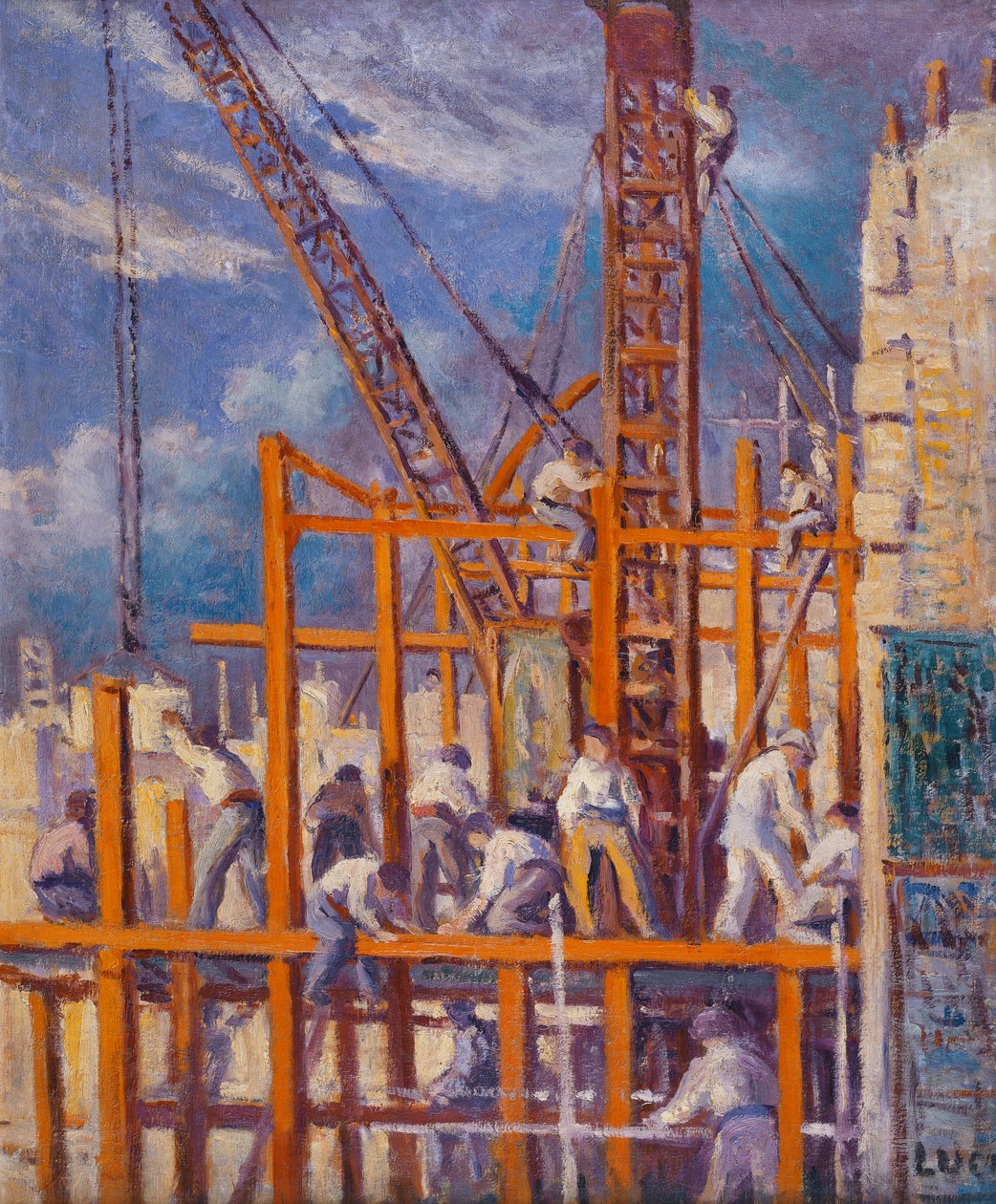 The Building Sites of Paris, Boulevard de la Madeleine; Pařížské loděnice, Boulevard de la Madeleine, od Maximilien Luce