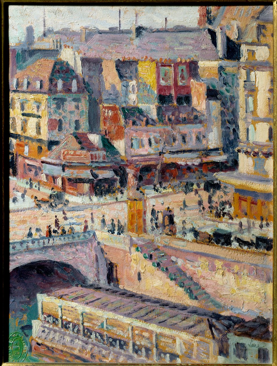 Most Saint Michel a nábřeží zlatníka. Olej na papíře marufle na isorel. Obraz Maxmiliána Luce (1858-1941) od Maximilien Luce