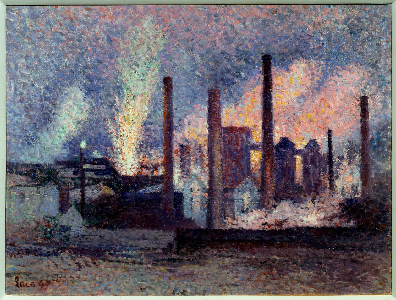 Pohled na ocelárnu v Charleroi, Belgie Obraz od Maximiliena Luce (1858-1941) 1897 Ne. 0,38x0,51 m Paříž, musee d
