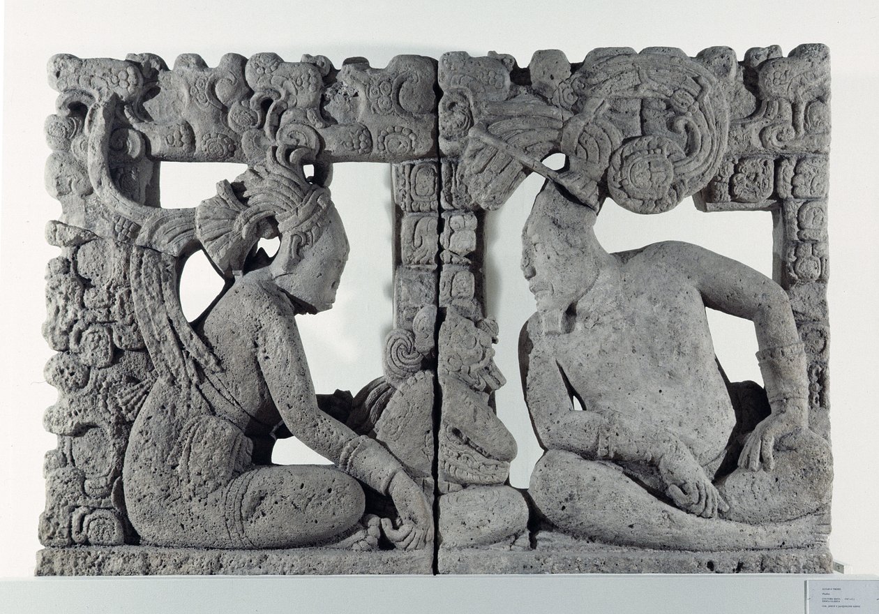 Zadní strana trůnu, z Usumacinty, ze sbírky Saenz, Puebla, Mexiko, pozdní klasické období (600-900 n. l.) od Mayan