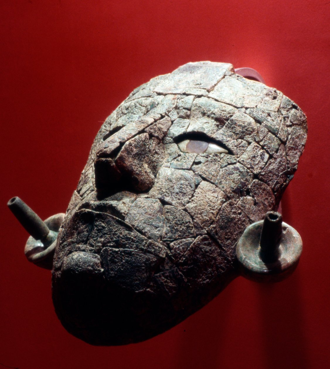 Pohřební maska Červené královny Palenque, pozdní klasické období (nefrit) od Mayan
